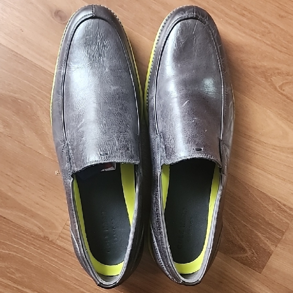 Cole Haan Men's Gray Leather Slip-Ons